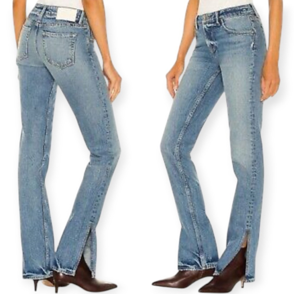 REVOLVE GrlFrend Hailey Low Rise Slim Boot Designer Blue Jeans Sz 28